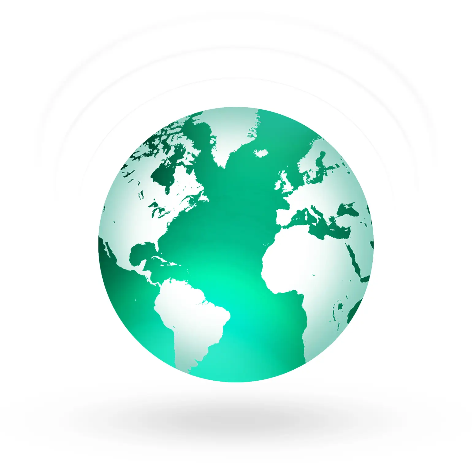 Mapa mundi personalizado, cor verde esmeralda. Empresa australiana líder em Tecnologia da Informação e Consultoria. Atendemos na Austrália, Europa, Ásia e agora chegamos à América do Sul, localizados na região de Sorocaba.